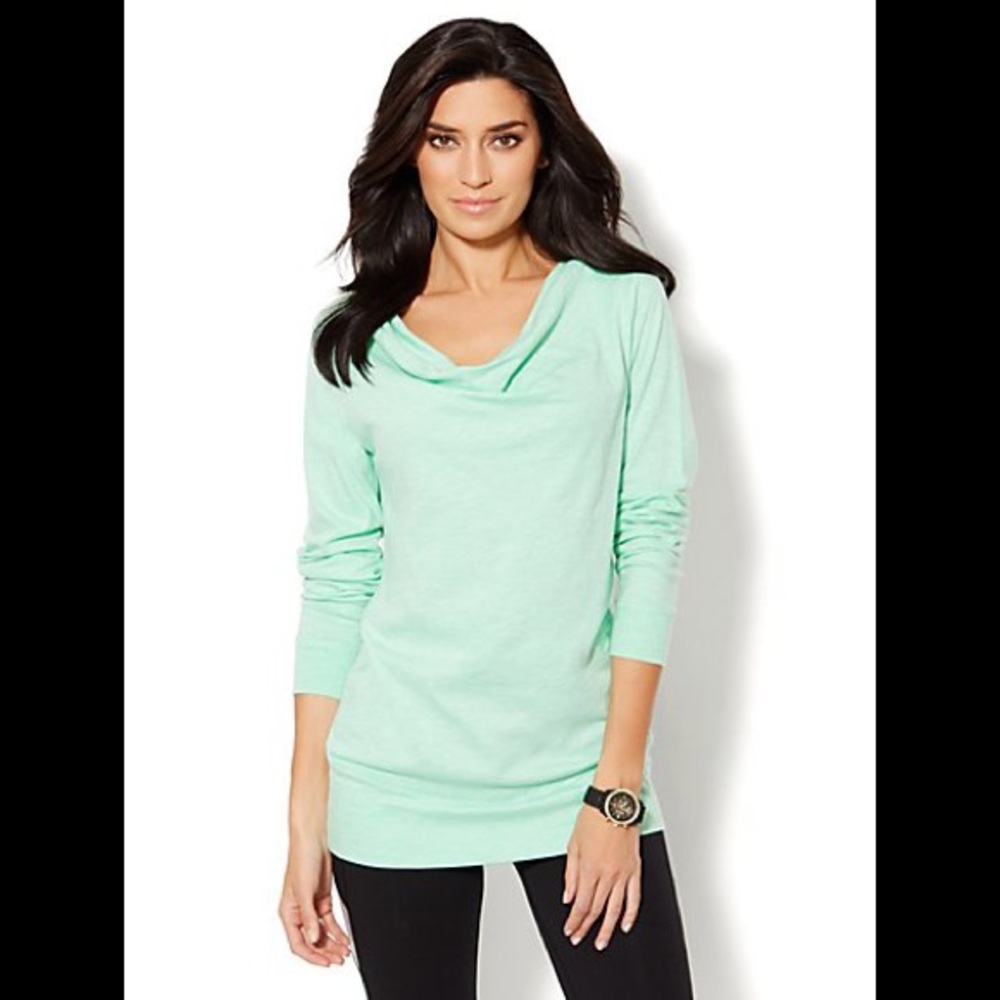 New York & Co - Drape-neck Tunic - Heathered. L